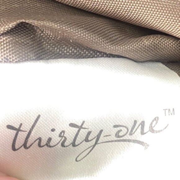 Thirty-One Brown Twill Canvas Simply Blessed Pink Embroidered Crossbody Bag - Picture 10 of 11